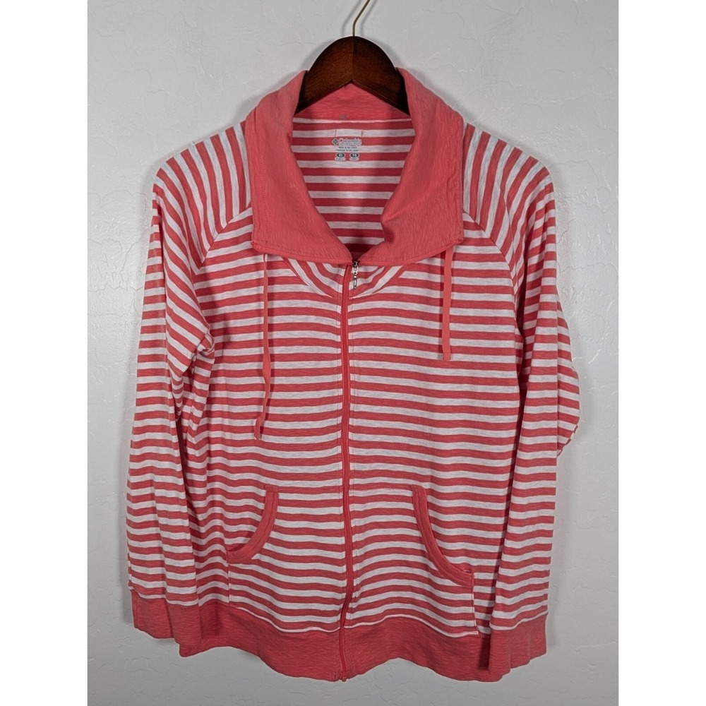 Columbia Sportswear Co Jacket Women XL Striped Peach Full Zip Lightweight Jacket